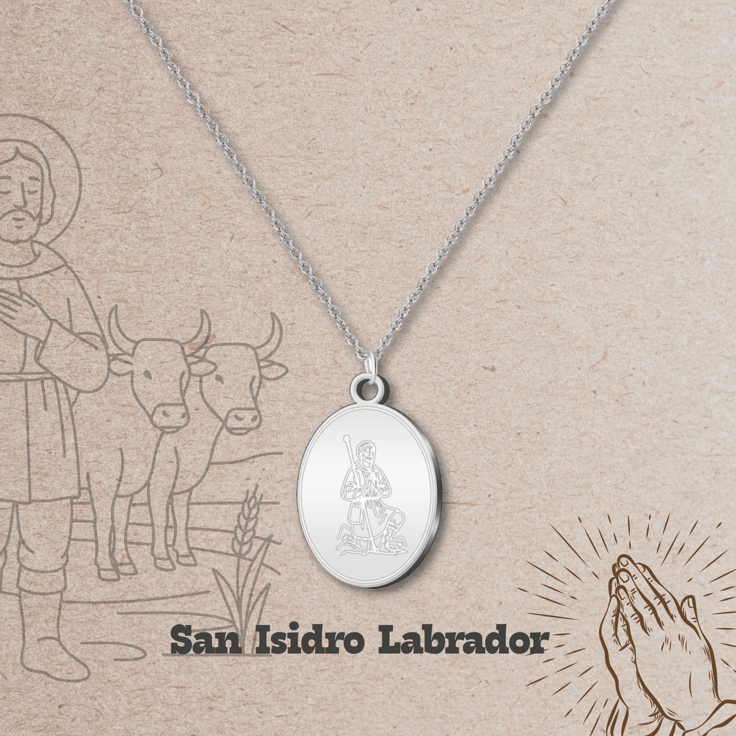 Colgante San isidro labrador Acero Plateado