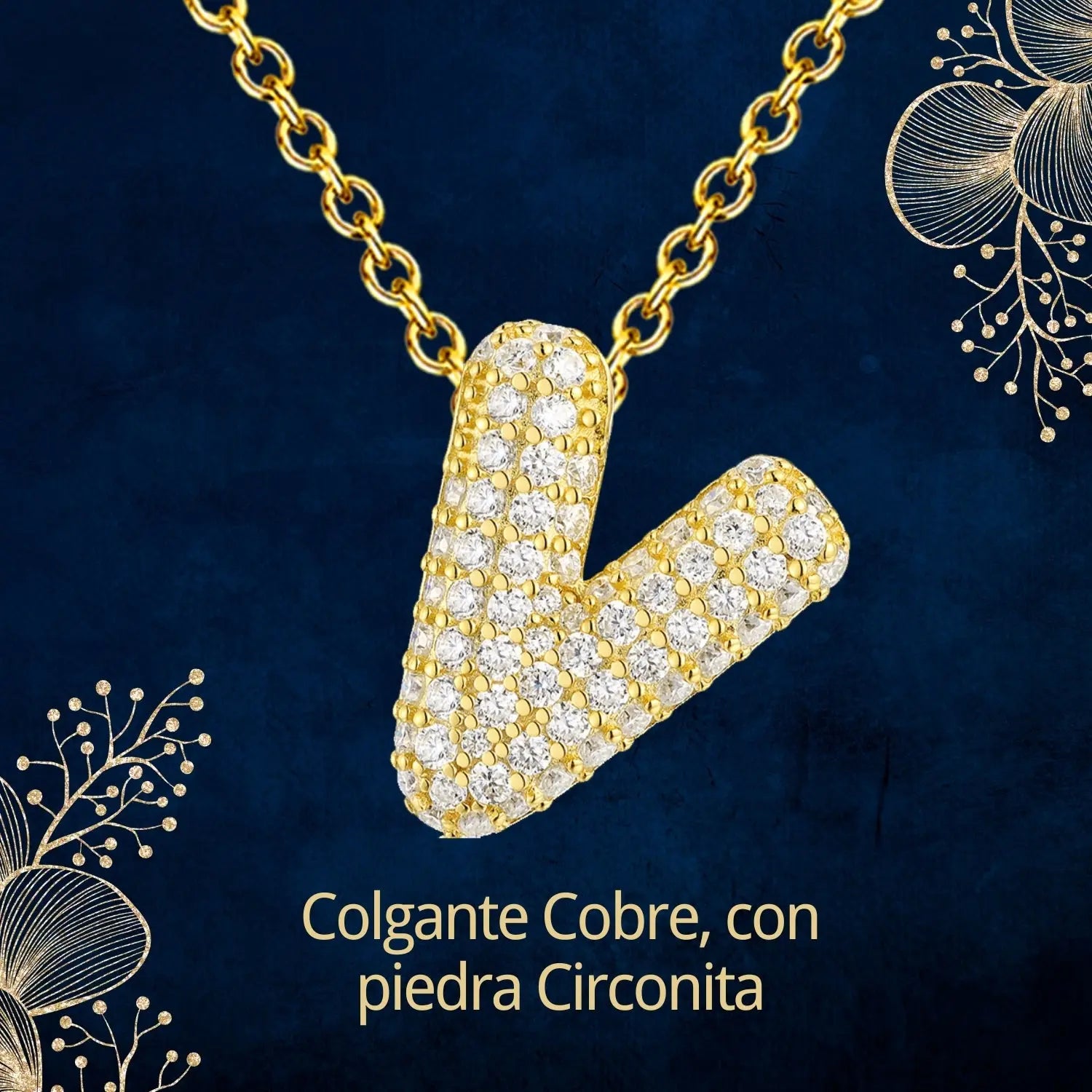 Colgante Letra inicial V con Piedra Circonita - cotigo