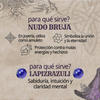 Colgante Nudo de Bruja con Lapizrazuri en Acero Dorado cotigo