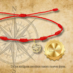 Pulsera 7 Nudos con Rosa de los Vientos en Acero Dorado acabado