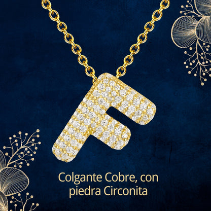 Colgante Letra inicial F con Piedra Circonita
