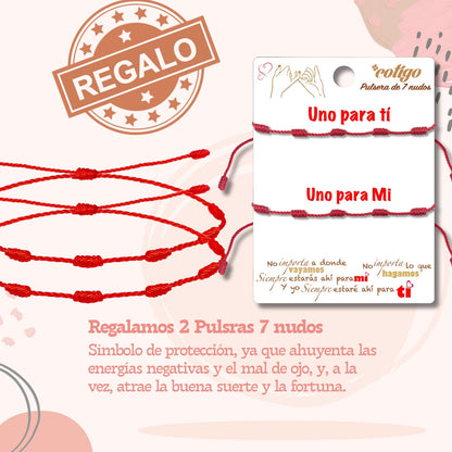 2 Pulsera 7 nudos con Colgante Niño y Niña Acero Inoxidable, Pulsera para Pareja, Amistad