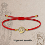 Pulsera Hilo Rojo Virgen del Remedio en Acero Dorado - cotigo