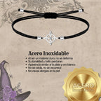 Pulsera Nudo de Bruja con Hilo Negro en Acero Plateado diseño