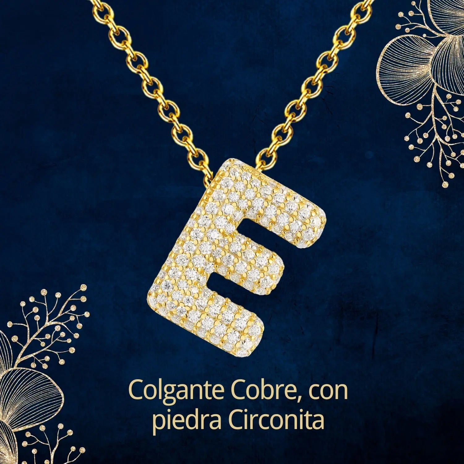 Colgante Letra inicial E con Piedra Circonita - cotigo