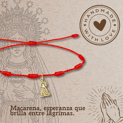 Pulsera 7 nudos con Virgen de la Esperanza Macarena Acero Dorado