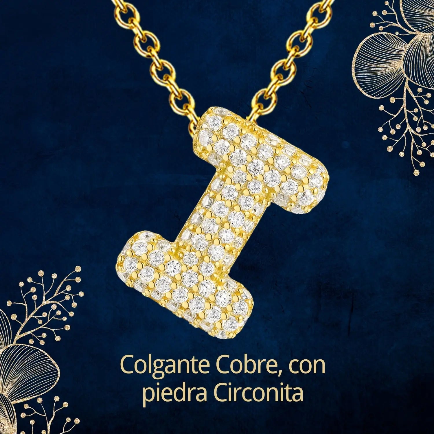 Colgante Letra inicial I con Piedra Circonita - cotigo