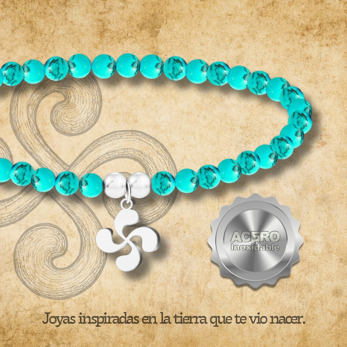Pulsera tuquesa -LAUBURU-Plateado