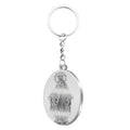 Llavero Medalla Milagrosa acero inoxidable plateado ovalado Virgen de los Rayos relieve protección llaves coche regalo religioso
