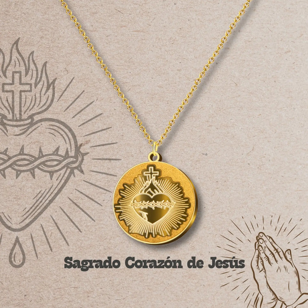Colgante Acero CORAZON DE JESUS color Dorado - cotigo