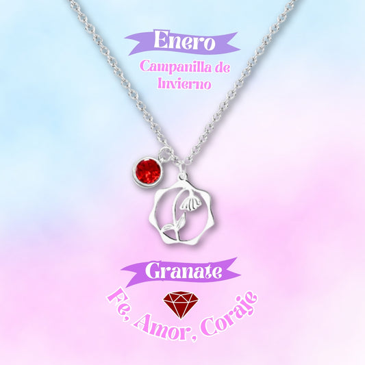✨Colgante Piedra y Flor de Nacimiento💐｜Corconita con Significado🌈｜Acero Inoxidable + Tarjeta + Caja Regalo🎁｜Incluye Pulsera 7 Nudos de Protección🔮