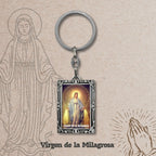 Llavero Virgen de la Milagrosa con Imagen Coloreado detalle