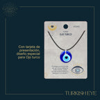 Collar de Acero con Colgante Ojo Turco Y Cristales detalle