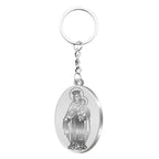 Llavero medalla ovalada virgen del carmen acero inoxidable plateado amuleto proteccion conductores y marineros