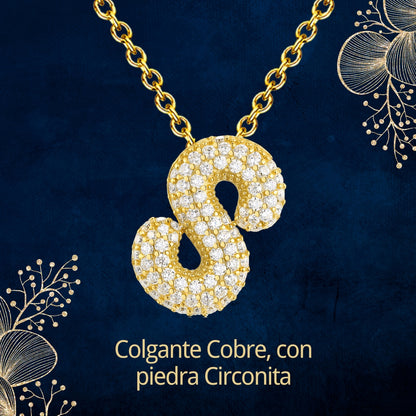 Colgante Letra inicial S con Piedra Circonita