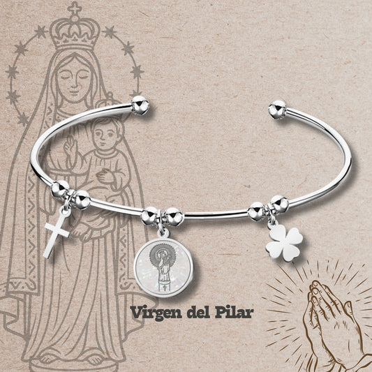 Brazalete Virgen de Pilar Acero plateado