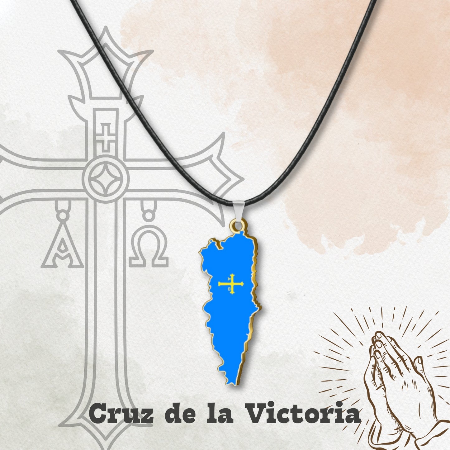 Colgante Mapa Asturias con Cruz de la Victoria