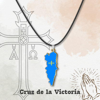 Colgante Mapa Asturias con Cruz de la Victoria