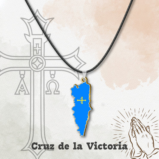 Colgante Mapa Asturias con Cruz de la Victoria