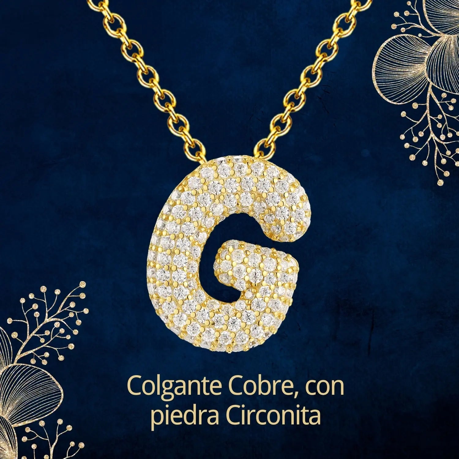 Colgante Letra inicial G con Piedra Circonita - cotigo