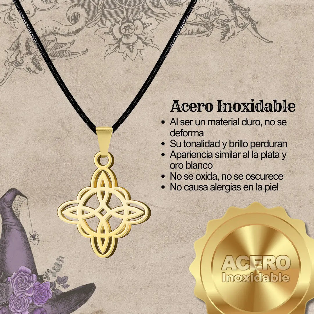 Colgante Nudo de Bruja Acero Inoxidable Dorado - cotigo