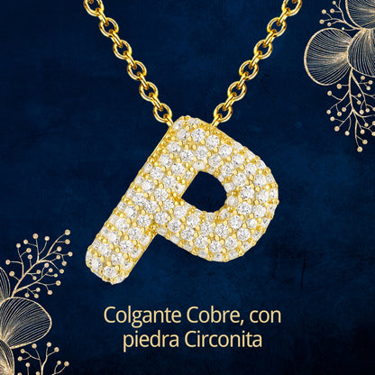 Colgante Letra inicial P con Piedra Circonita
