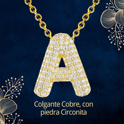 Colgante Letra inicial A con Piedra Circonita