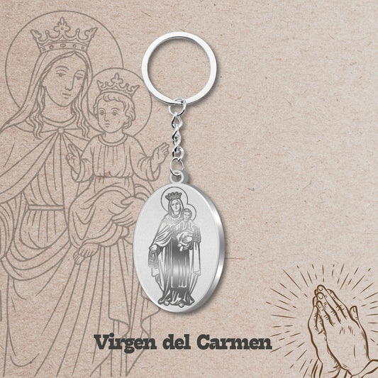 Llavero Virgen del Carmen Acero Inoxidable