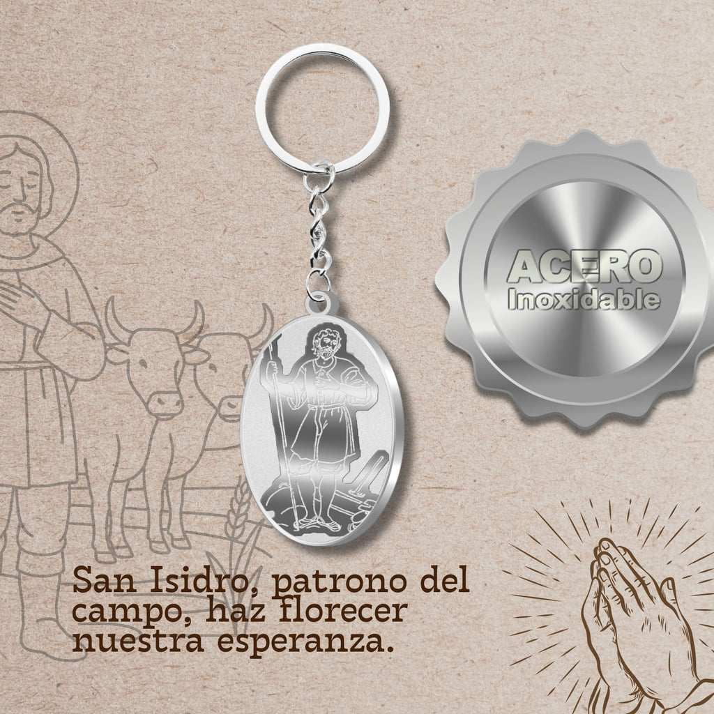 Llavero San Isidro Labrador Acero Inoxidable cotigo