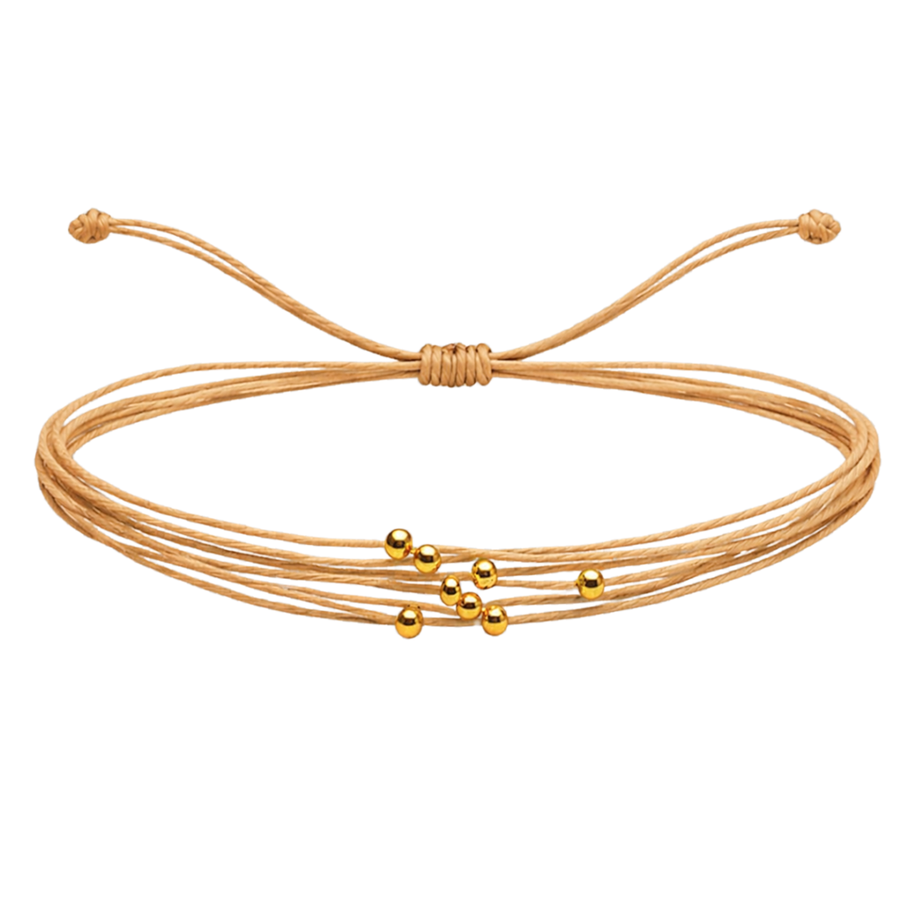 Pulsera Multihilo Encerado con Cuentas de Acero Inoxidable