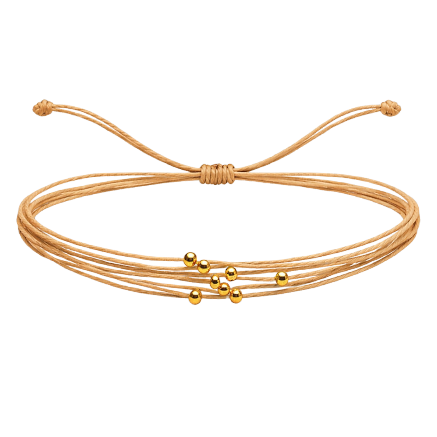 Pulsera Multihilo Encerado con Cuentas de Acero Inoxidable