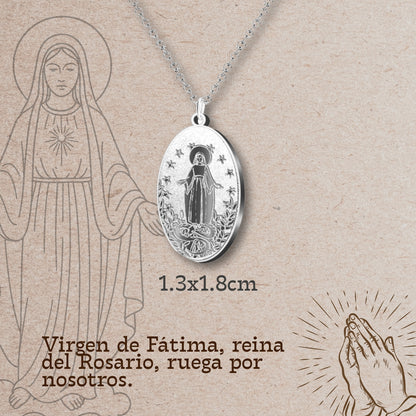 Colgante Acero VIRGEN DE FATIMA color Plateado