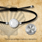 Pulsera Hilo Encerado con La concha de vieir color Plateado - cotigo