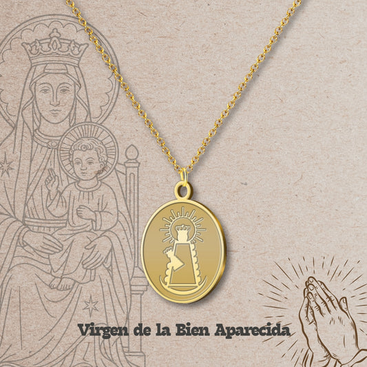Colgante Virgen de la Bien Aparecida Acero Dorado
