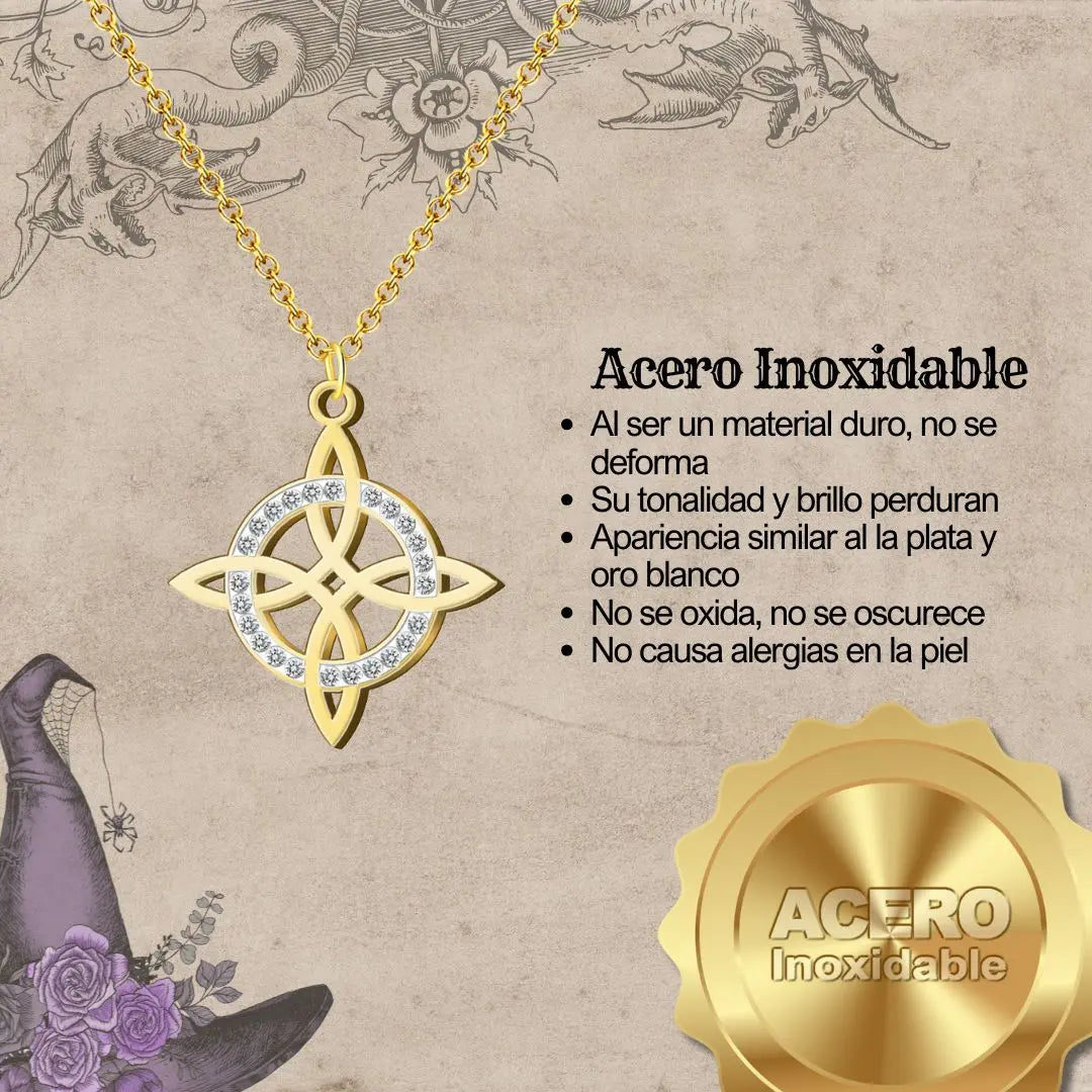 Colgante Nudo de Bruja Acero Inoxidable Dorado - cotigo