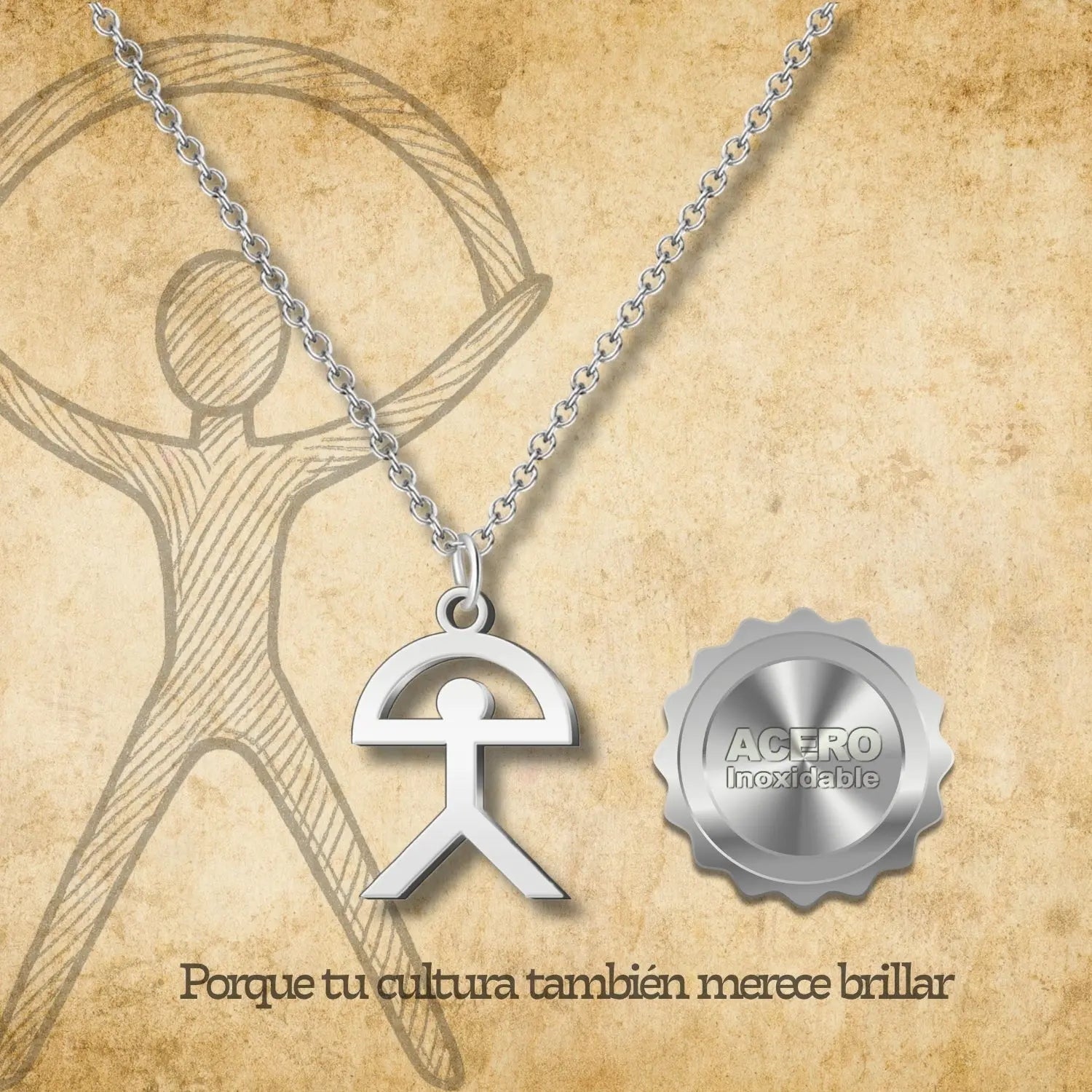 Collar  Con Indalo Acero Plateado - cotigo