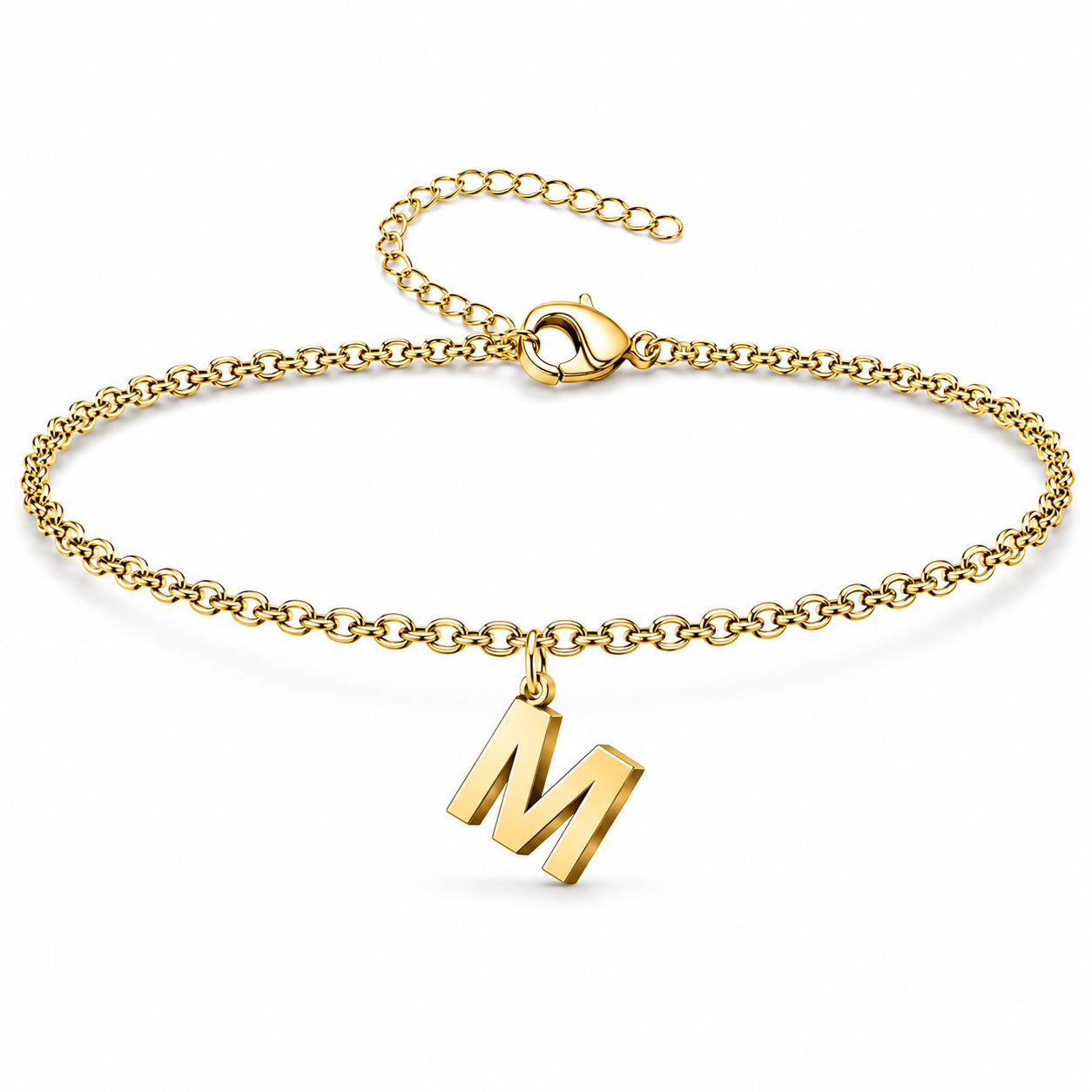 Pulsera con Colgante Letra Inicial en Acero