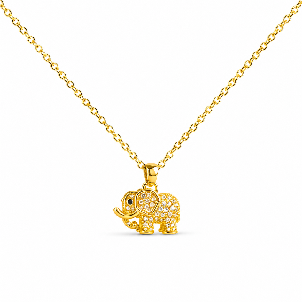 Colgante Elefante Bañado en Oro 14K con Circonita