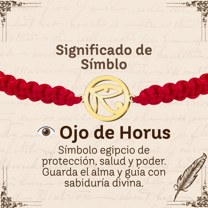 Pulsera Hilo Destino con Ojo de Horus Acero Dorado