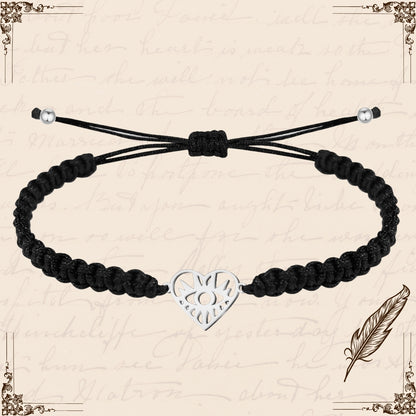 Pulsera Hilo Destino con Ojo Turco Acero Plateado