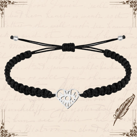 Pulsera Hilo Destino con Ojo Turco Acero Plateado