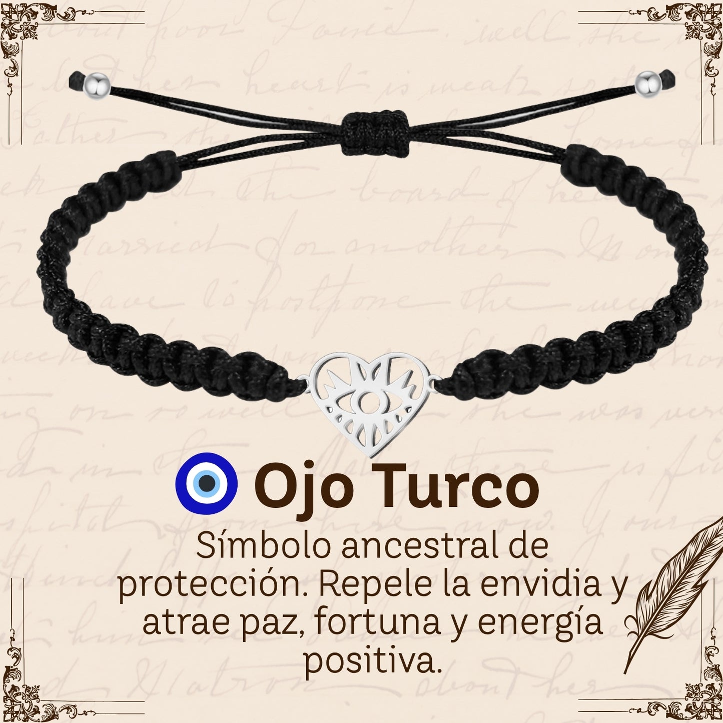 Pulsera Hilo Destino Hecho a Mano 🧵 con Amuleto de Suerte y Protección 🍀 en Acero Inoxidable 💎