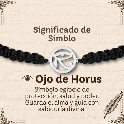 Pulsera Hilo Destino con Ojo de Horus Acero Plateado