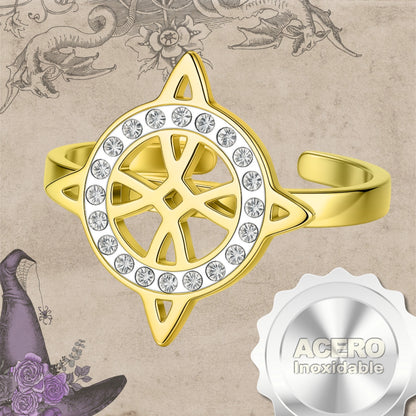 Anillo Nudo de Bruja – Acero Inoxidable Dorado, Amuleto de Protección con Caja de Regalo