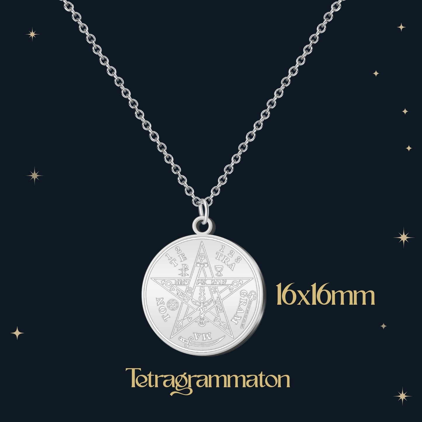 Colgante Tetragramaton con Nudo de Bruja Acero inoxidable