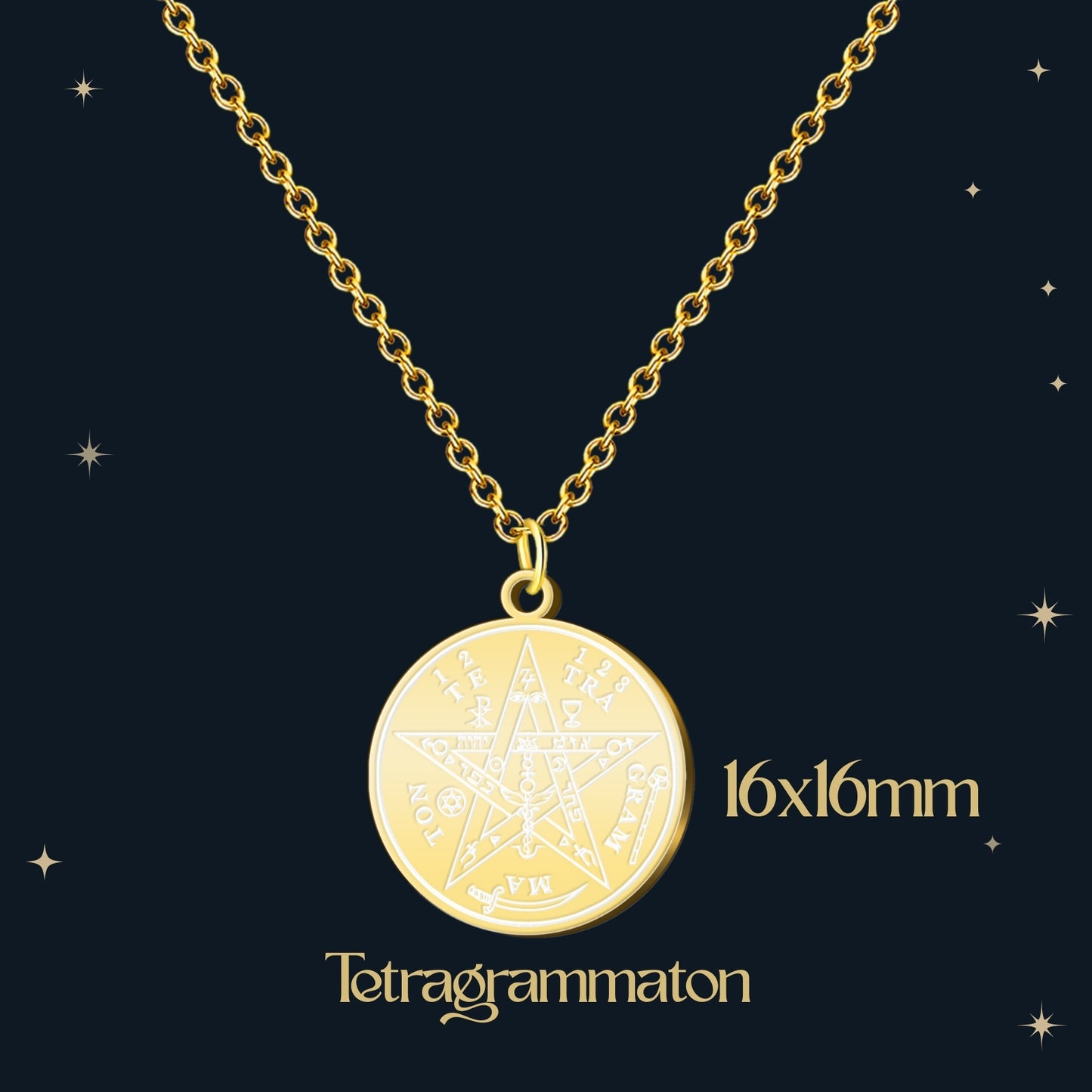 Colgante Tetragramaton con Nudo de Bruja Acero inoxidable