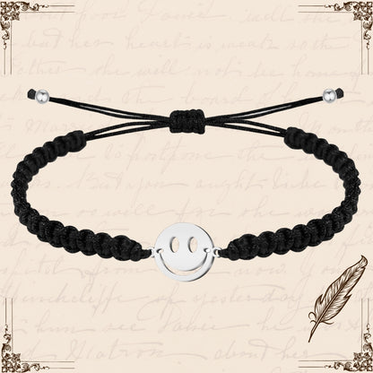 Pulsera Hilo Destino con Cara Sonriente Acero Plateado