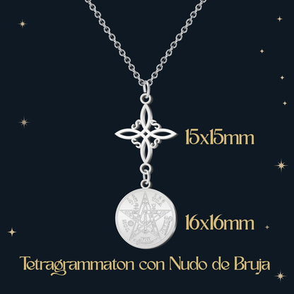 Colgante Tetragramaton con Nudo de Bruja Acero inoxidable