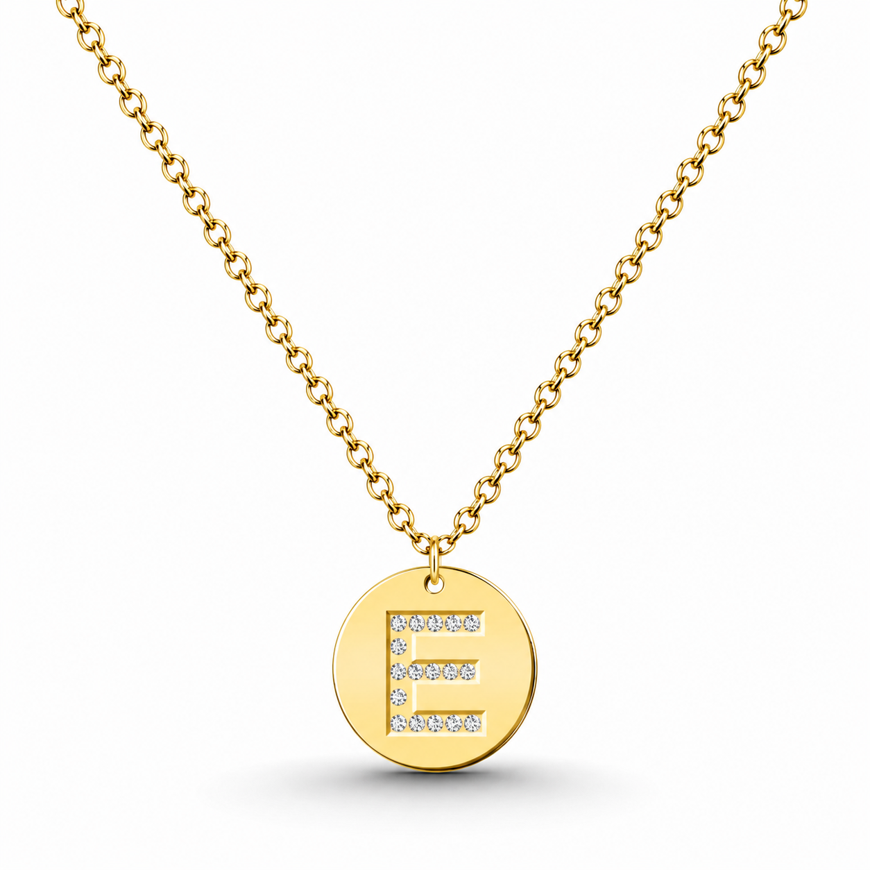 Collar Medalla de Letra Inicial con Circonitas