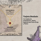 Colgante Nudo de Bruja con Jaspe Rojo en Acero Dorado cotigo